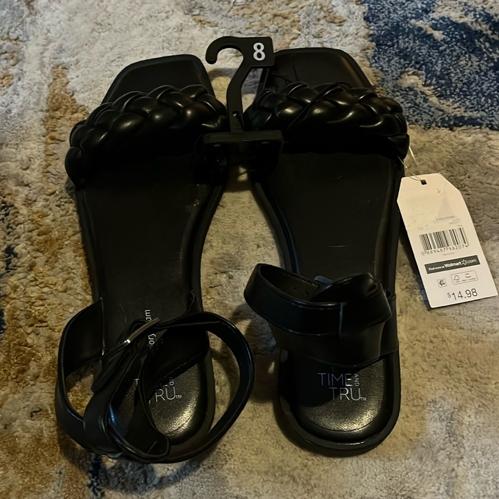 NWT Black Braided Sandals